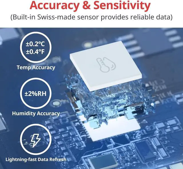 Alt view image 2 of 7 - Smart Hygrometer Thermometer, Hygrometer Indoor Humidity Meter, Dewpoint/VPD/Absolute Humidity Sensor, Bluetooth Digital Temperature Monitor with Free Data Storage, 4-Pack