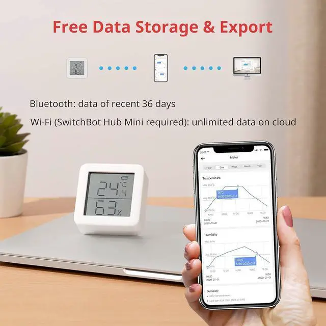 Alt view image 3 of 7 - Smart Hygrometer Thermometer, Hygrometer Indoor Humidity Meter, Dewpoint/VPD/Absolute Humidity Sensor, Bluetooth Digital Temperature Monitor with Free Data Storage, 4-Pack