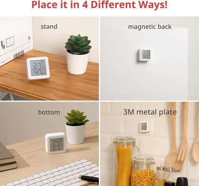 Alt view image 7 of 7 - Smart Hygrometer Thermometer, Hygrometer Indoor Humidity Meter, Dewpoint/VPD/Absolute Humidity Sensor, Bluetooth Digital Temperature Monitor with Free Data Storage, 4-Pack