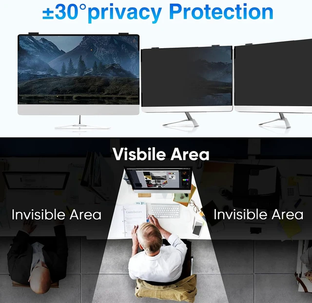 Alt view image 4 of 7 - Magnetic 24-Inch Privacy Screen for Frameless 16:9 Computer Monitors Anti Blue Light Filter, Anti-Glare Eye Shield, Adhesive-Free, Easy Installation