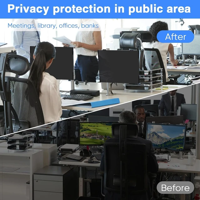 Alt view image 7 of 7 - Magnetic 24-Inch Privacy Screen for Frameless 16:9 Computer Monitors Anti Blue Light Filter, Anti-Glare Eye Shield, Adhesive-Free, Easy Installation