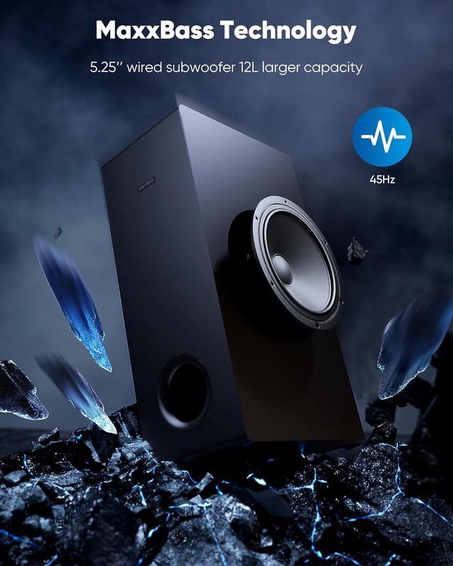 Alt view image 4 of 7 - Sound Bar for Smart TV 2.1CH 190W Peak Power Soundbar with Subwoofer Detachable 2-in-1 BT 5.4 Surround Sound System 12L Deep Bass for PC Game with HD-ARC/Opt/USB/AUX Home Theater