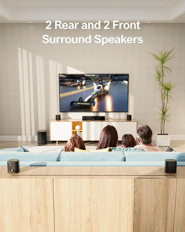 Alt view image 3 of 7 - 7.1ch Sound Bar with Subwoofer, Virtual Surround Sound System for TV, Sound Bar for Smart TV with 4 Surround Speakers, Peak Power 330W, TV Soundbar with App Control, Opt/AUX/BT, Aura A40