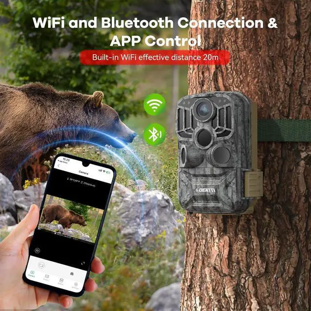 Alt view image 3 of 7 - Trail Camera 48MP 4K Game Camera with 8 Batteries 32G SD Card,WiFi Bluetooth Connection,Trail Cameras with Night Vison Motion Activated Waterproof for Wildlife Deer Outdoor 0.1s Trigger Time