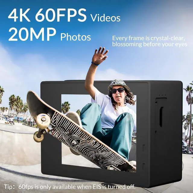 Alt view image 2 of 7 - Action Camera 4K 60FPS 20MP,131FT Underwater Camera with EIS,App Support Video&Photo Editing,Waterproof Camera Remote Control