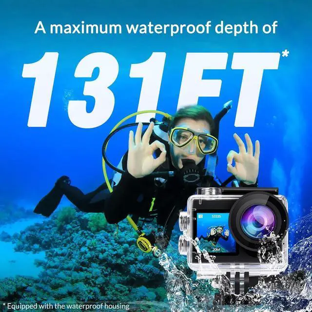 Alt view image 3 of 7 - Action Camera 4K 60FPS 20MP,131FT Underwater Camera with EIS,App Support Video&Photo Editing,Waterproof Camera Remote Control