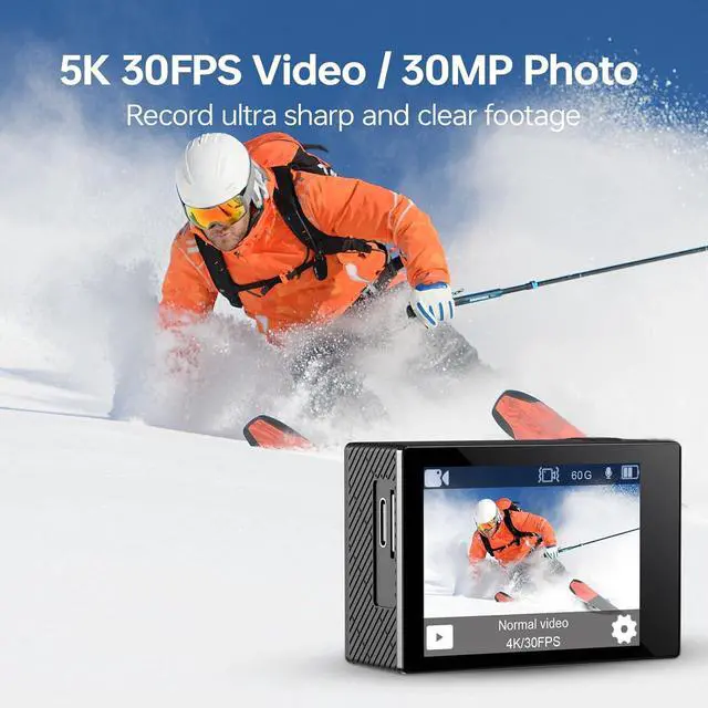 Alt view image 2 of 7 - Speed 10 Action Camera 5K 30FPS Waterproof Camera Underwater 131 FT with EIS, Remote Control Sports Camera 5X Zoom with 64GB Card, 2x1350mAh Battery