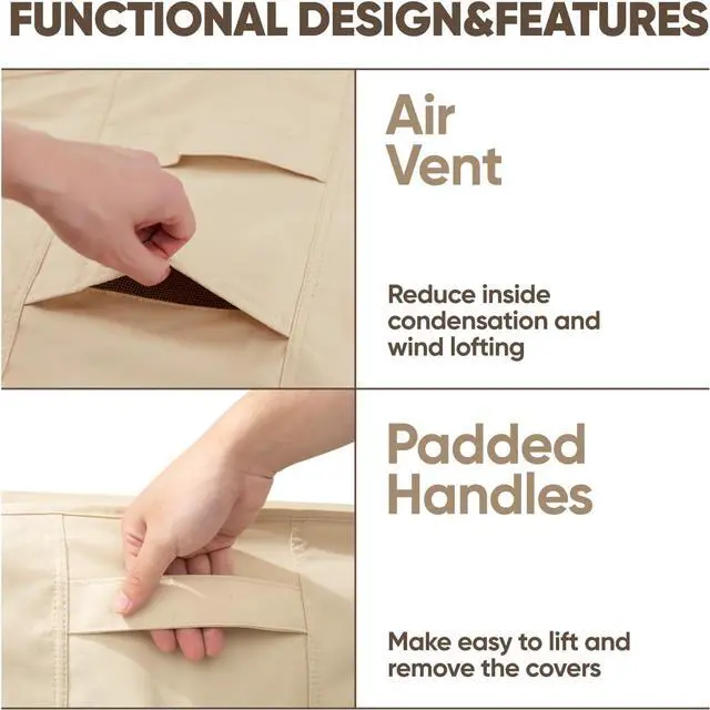 Alt view image 5 of 7 - Patio Furniture Cover Set, 4 Piece Outdoor Furniture Cover Waterproof, 600D Heavy Duty Lawn Patio Set Covers