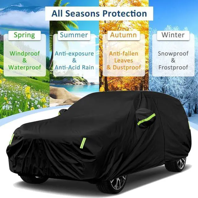 Alt view image 2 of 7 - SUV Car Cover Waterproof All Weather,7 Layers Heavy Duty Outdoor Full Car Cover, Snowproof Rainproof Windproof Sun UV Protection (PE+Cotton, A5 Fit SUV Jeep-Length (182" to 190"))