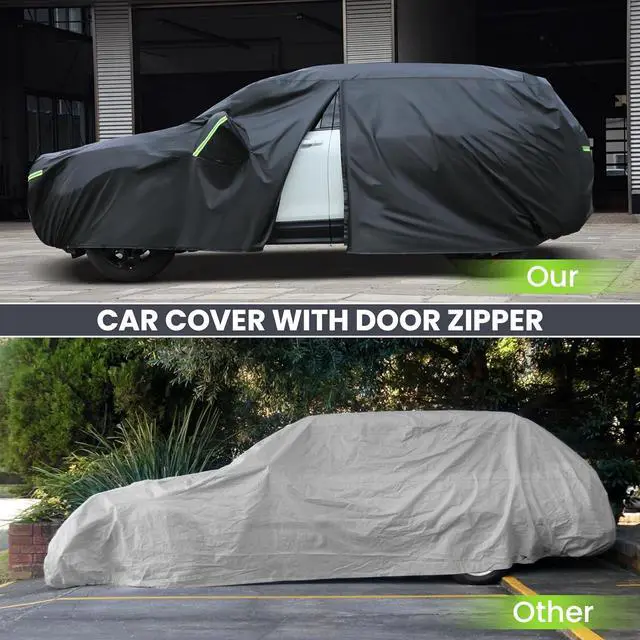 Alt view image 4 of 7 - SUV Car Cover Waterproof All Weather,7 Layers Heavy Duty Outdoor Full Car Cover, Snowproof Rainproof Windproof Sun UV Protection (PE+Cotton, A5 Fit SUV Jeep-Length (182" to 190"))