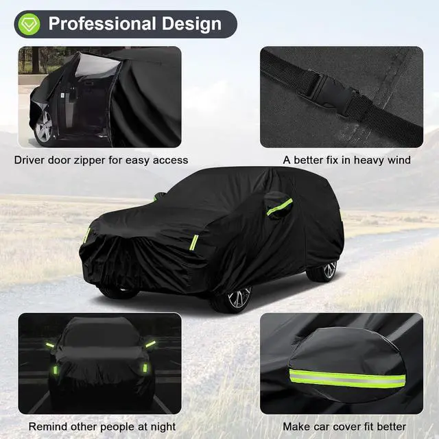 Alt view image 6 of 7 - SUV Car Cover Waterproof All Weather,7 Layers Heavy Duty Outdoor Full Car Cover, Snowproof Rainproof Windproof Sun UV Protection (PE+Cotton, A5 Fit SUV Jeep-Length (182" to 190"))