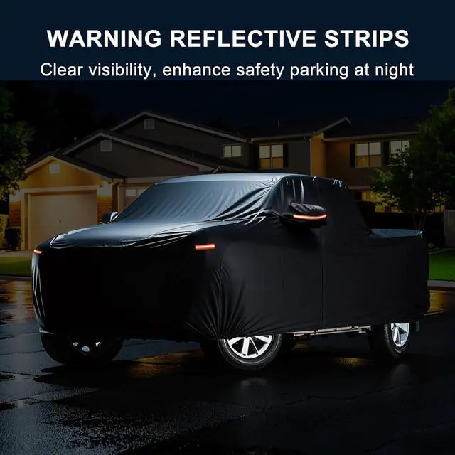 Alt view image 5 of 7 - Car Cover for Toyota Tundra 210D-PU Outdoor Full Car Cover All Weather with Door Zipper for Waterproof Windproof Sun Rain Snow Protection