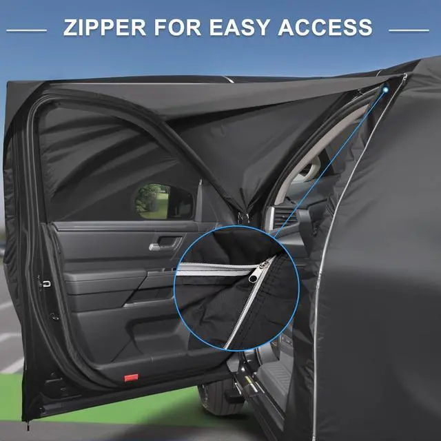 Alt view image 7 of 7 - Car Cover for Toyota Tundra 210D-PU Outdoor Full Car Cover All Weather with Door Zipper for Waterproof Windproof Sun Rain Snow Protection