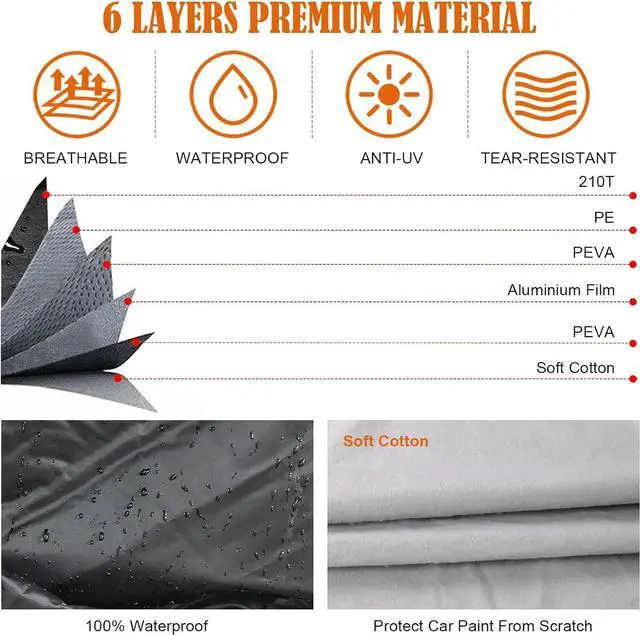 Alt view image 5 of 7 - Waterproof Car Cover Replace for Cadillac CTS/CTS-V 2003-2019, 210T All Weather Car Covers with Zipper Door for Snow Rain Dust Hail Protection