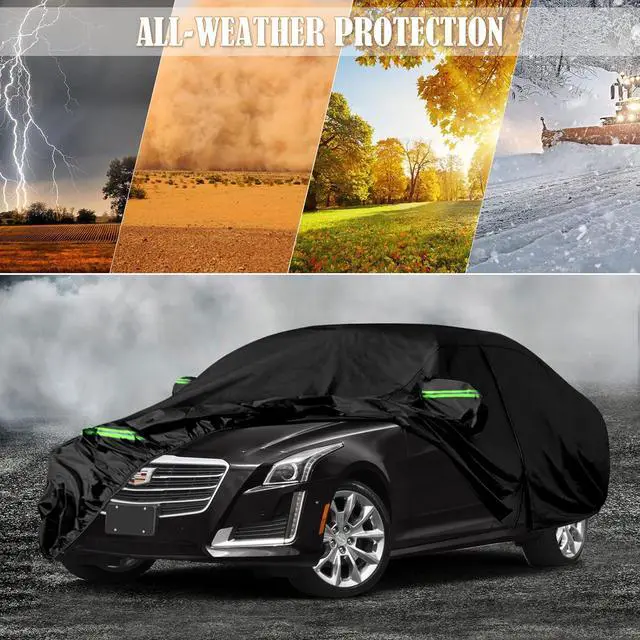 Alt view image 7 of 7 - Waterproof Car Cover Replace for Cadillac CTS/CTS-V 2003-2019, 210T All Weather Car Covers with Zipper Door for Snow Rain Dust Hail Protection