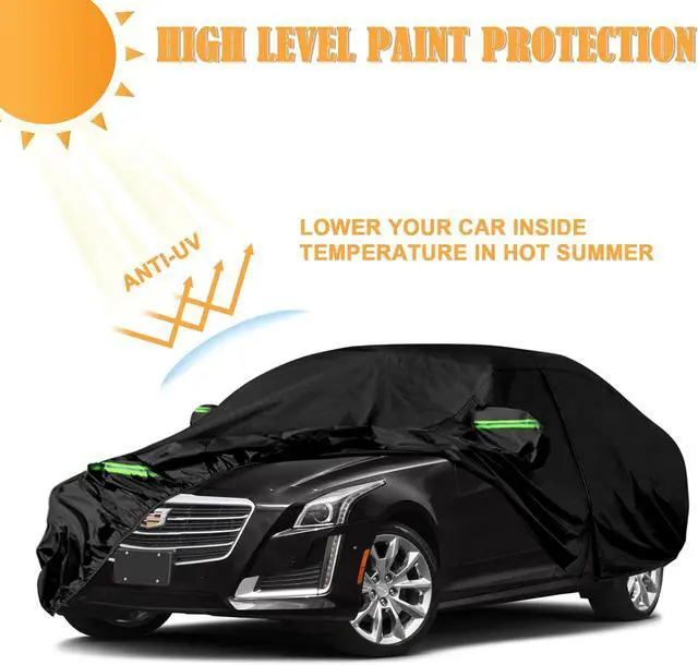Alt view image 4 of 7 - Waterproof Car Cover Replace for Cadillac CTS/CTS-V 2003-2019, 210T All Weather Car Covers with Zipper Door for Snow Rain Dust Hail Protection
