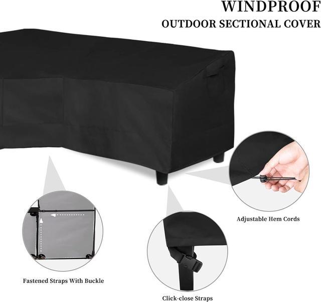 Alt view image 3 of 7 - Patio V-Shaped Sectional Sofa Cover, Waterproof Outdoor Sectional Cover,Heavy Duty Garden Furniture Cover with Air Vent 118" L (on Each Side) x 33.5" D x 31" H, Black