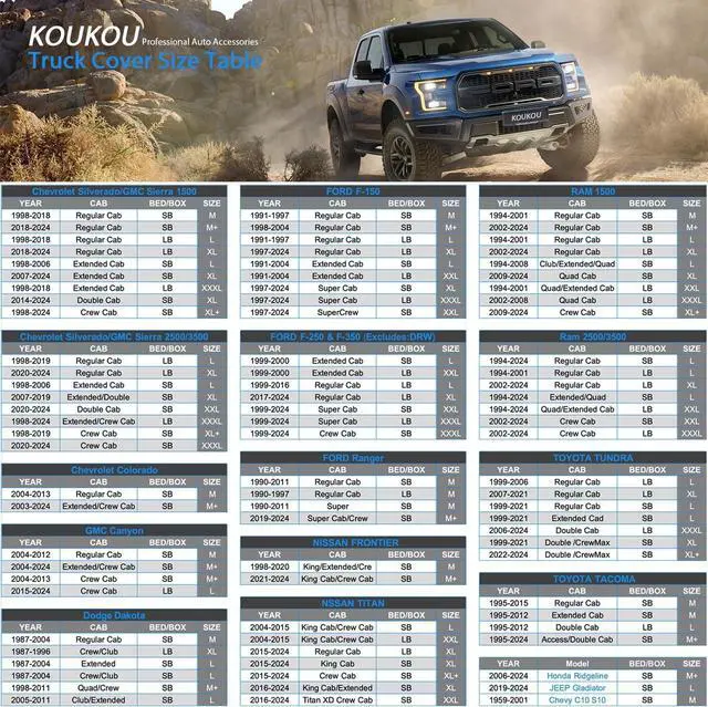 Alt view image 2 of 7 - Truck Cover Waterproof All Weather, 6 Layers Full Pickup Outdoor Cover Length up to 232 inches,Universal Fit Toyota Tacoma, Chevy Silverado, GMC Sierra, Dodge Dakota etc.