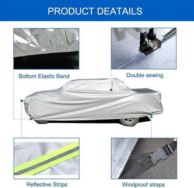 Alt view image 5 of 7 - Truck Cover Waterproof All Weather, 6 Layers Full Pickup Outdoor Cover Length up to 232 inches,Universal Fit Toyota Tacoma, Chevy Silverado, GMC Sierra, Dodge Dakota etc.