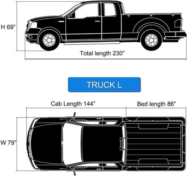 Alt view image 7 of 7 - Truck Cover Waterproof All Weather, 6 Layers Full Pickup Outdoor Cover Length up to 232 inches,Universal Fit Toyota Tacoma, Chevy Silverado, GMC Sierra, Dodge Dakota etc.