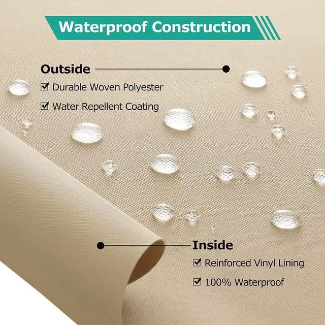 Alt view image 3 of 7 - Chaise Lounge Cover Outdoor Waterproof, 2 Pack Patio Lounge Chair Cover 600 D Heavy Duty, UV & Rip & Fade Resistant, All Weather Protection, 80W x 32D x 25H inch, Beige & Olive
