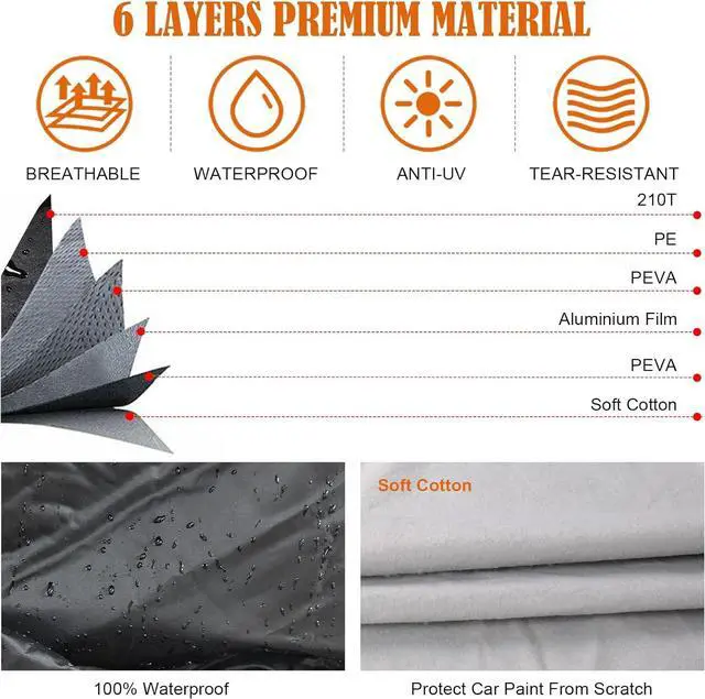 Alt view image 2 of 7 - Waterproof Car Cover Replace for 20082024 Chrysler Town & Country, Chrysler Pacifica and Dodge Grand Caravan Minivan, 6 Layers All Weather Car Cover with Zipper Door for Snow Rain Dust Protection