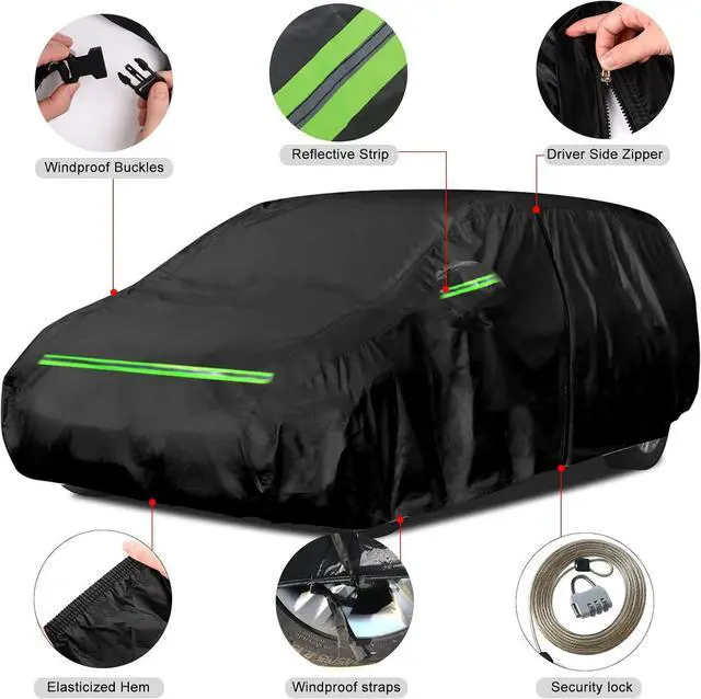 Alt view image 3 of 7 - Waterproof Car Cover Replace for 20082024 Chrysler Town & Country, Chrysler Pacifica and Dodge Grand Caravan Minivan, 6 Layers All Weather Car Cover with Zipper Door for Snow Rain Dust Protection