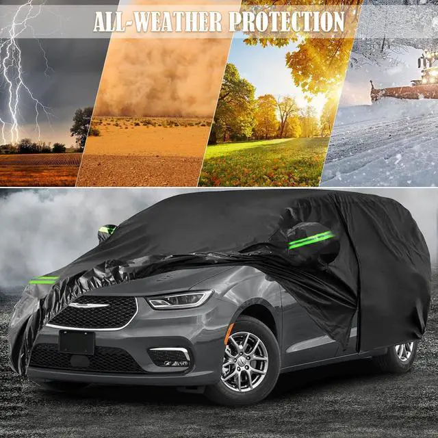Alt view image 5 of 7 - Waterproof Car Cover Replace for 20082024 Chrysler Town & Country, Chrysler Pacifica and Dodge Grand Caravan Minivan, 6 Layers All Weather Car Cover with Zipper Door for Snow Rain Dust Protection