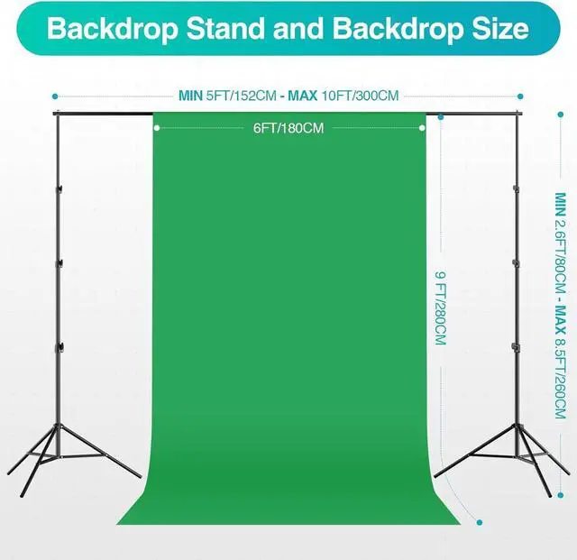 Alt view image 2 of 7 - 8.5 x 10 ft Backdrop Support System, Professional Photography Lighting Kit with 50W LED Blub, Reflector, Backdrop *3, Umbrellas&Softbox Lighting Kit for Studio, Portrait and Video Shooting