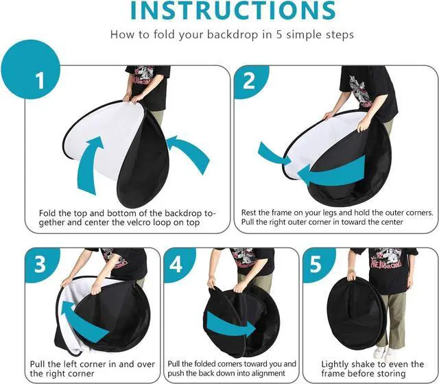 Alt view image 3 of 7 - 150 x 200 cm Chromakey Black and White 2-in-1 Foldable Pop-Up Backdrop with Stand, Foldable Panel for Photo, Video, Live Stream, etc.