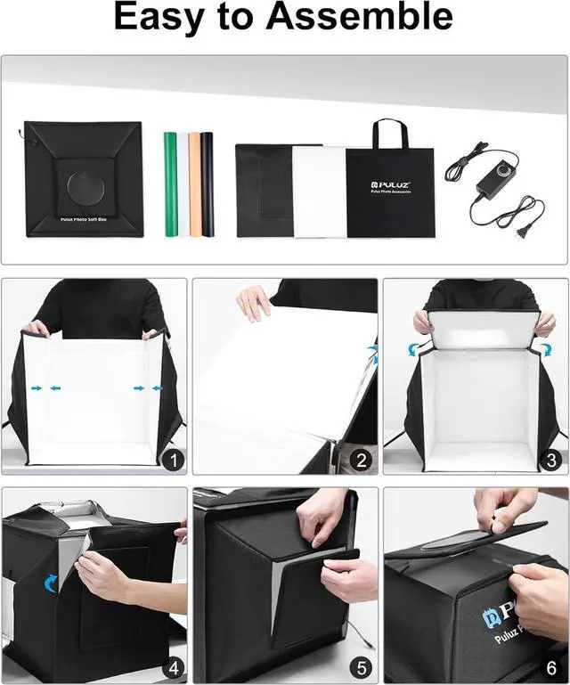 Alt view image 6 of 7 - Portable Photo Studio Light Box, 16x16 inch Professional Dimmable Shooting Tent Kit Soft Box with 480pcs LEDs Lights 4 Backdrops for Jewelry and Small Product Photography Props Upgrade 16 inch