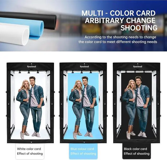 Alt view image 4 of 6 - Photo Studio Light Box, 47"x39"x78" Professional Dimmable Shooting Tent Kit with 640 LEDs Lights & 3 Kinds Double-Sided Color Backgrounds for Large Product Photography