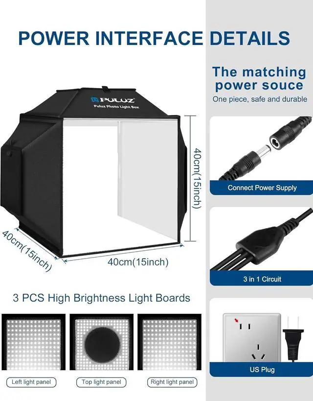 Alt view image 5 of 7 - 16''x16'' Photo Studio Light Box, Upgraded Photo Box Soft Box Integrated Portable Light Box Photography with Hight CRI 480 LED Lights & 4 Color Backdrops for Product Photography