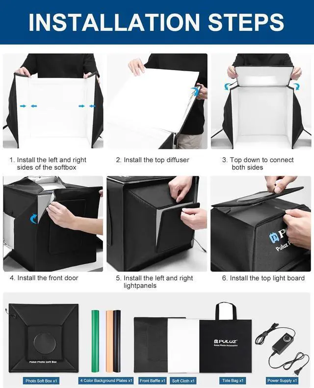 Alt view image 7 of 7 - 16''x16'' Photo Studio Light Box, Upgraded Photo Box Soft Box Integrated Portable Light Box Photography with Hight CRI 480 LED Lights & 4 Color Backdrops for Product Photography