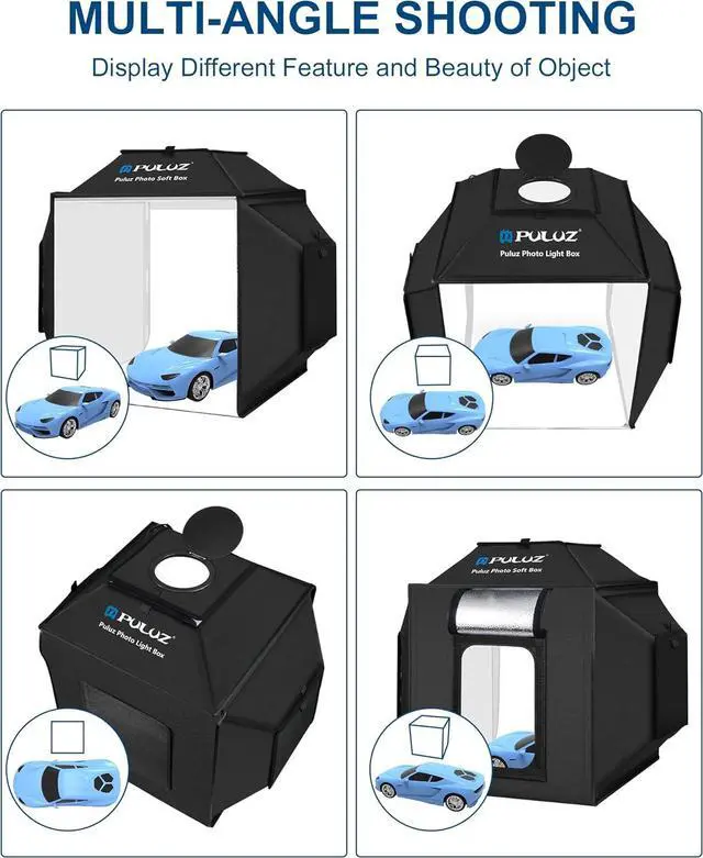 Alt view image 6 of 7 - 16''x16'' Photo Studio Light Box, Upgraded Photo Box Soft Box Integrated Portable Light Box Photography with Hight CRI 480 LED Lights & 4 Color Backdrops for Product Photography