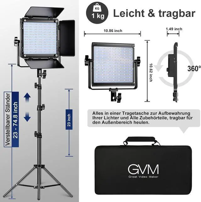 Alt view image 6 of 6 - GVM RGB LED Panel Video Light, Photography Lighting with APP Control, 800D Kit for YouTube Studio, Gaming, Streaming, Conference, 8 Kinds of Scene Lights, CRI 97, 2 Packs by DT