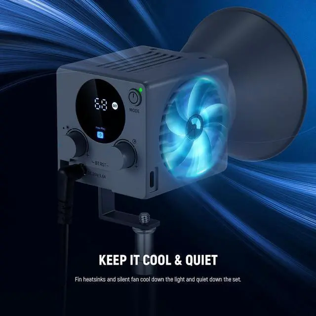 Alt view image 5 of 7 - HS60B Mini Video Light with App Control, 60W Handheld Portable Bi Color COB LED Continuous Output Lighting with 35000lux/1m 2700-6500K 0-100% PWM Dimming CRI/TLCI 97+ 12 Scenes USB Type C