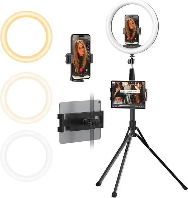 Main image of 12" Ring Light with 74" Extendable Tripod Stand & iPad, Phone Holder, LED Circle Light with Phone,Tablet Holder for Video Recording, Photography, Live Stream, Makeup, Webcam, TikTok, YouTube