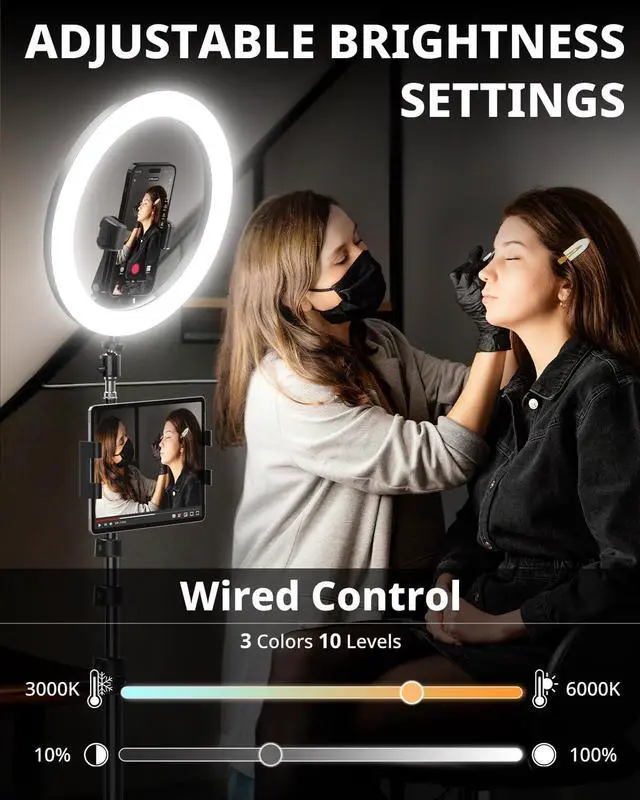 Alt view image 2 of 6 - 12" Ring Light with 74" Extendable Tripod Stand & iPad, Phone Holder, LED Circle Light with Phone,Tablet Holder for Video Recording, Photography, Live Stream, Makeup, Webcam, TikTok, YouTube