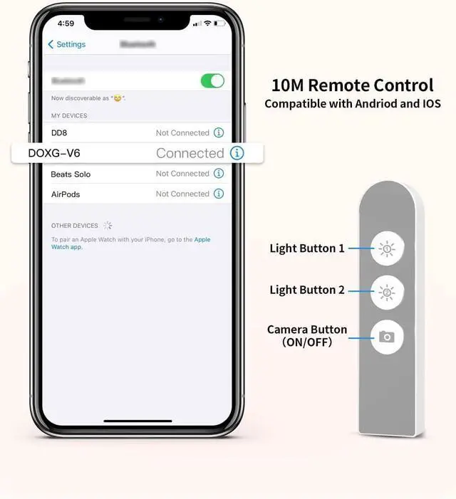Alt view image 7 of 7 - Extendable Selfie Stand 360° Rotation with Phone Holder, Rechargeable Wireless Foldable 7 Brightness LED Light for Live Streaming/YouTube/Tiktok/Video Recording/Photography/Reading (V6W)