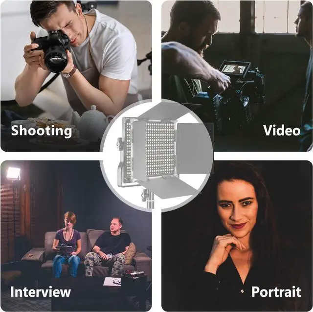 Alt view image 5 of 7 - Professional Metal Bi-Color LED Video Light for Studio, YouTube, Product Photography, Video Shooting, Durable Metal Frame, Dimmable 660 Beads, with U Bracket and Barndoor, 3200-5600K, CRI 96+