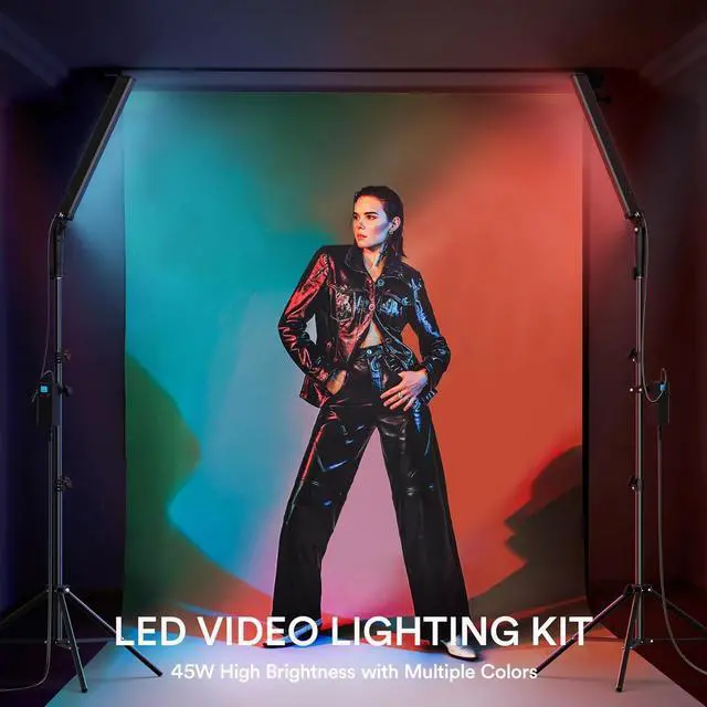 Alt view image 2 of 7 - LED Photography Lighting Kit, LED Light Photography Studio, Continuous Fill Light (45W, 2700K-6500K, 97CRI, 78-Inch Stands) Adjustable Stick Light for Video Recording/YouTube/Streaming