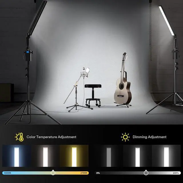 Alt view image 3 of 7 - LED Photography Lighting Kit, LED Light Photography Studio, Continuous Fill Light (45W, 2700K-6500K, 97CRI, 78-Inch Stands) Adjustable Stick Light for Video Recording/YouTube/Streaming