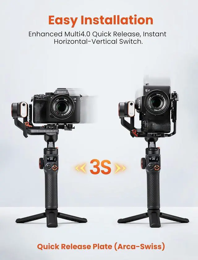 Alt view image 3 of 7 - iSteady MT2 Kit Gimbal Stabilizer for Camera, 3-Axis Gimbal for Mirrorless/Pocket/Action Camera/Smartphone, AI Tracker, Magnetic Fill Light Stabilizer, Available for Canon/Nikon/Sony