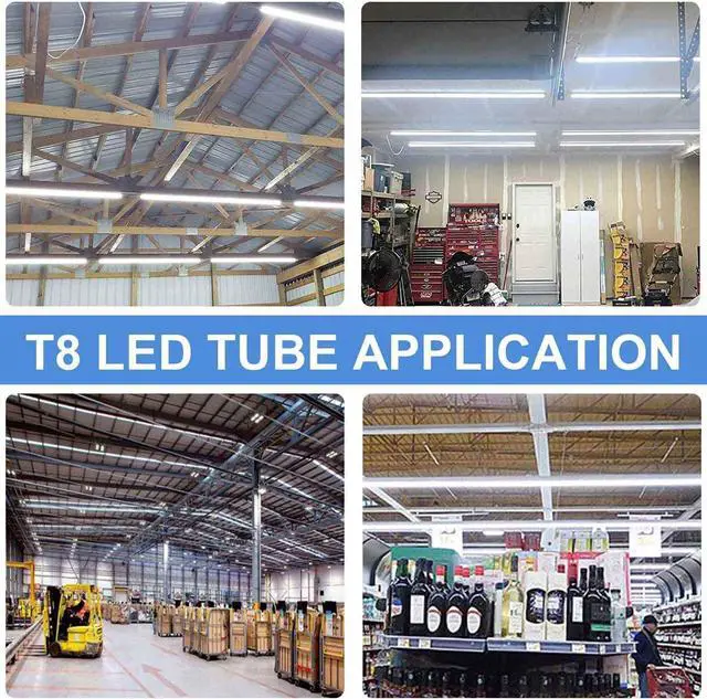 Alt view image 7 of 7 - 8FT LED Shop Light Fixture, White 10 Pack T8 Integrated Tube Lights, 72W 9500LM 6500K High Output Clear Cover, V Shape 270 Degree Lighting for Garage Warehouse, Upgraded Lights Plug and Play