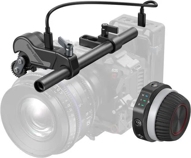 Main image of Wireless Follow Focus Kit (Lite) with Handwheel Controller & Receiver Motor, A/B Stops & 15mm Rod Clamp, Compact Design, Widely Compatible with Cinema and Zoom Lenses with High Damping - 4296