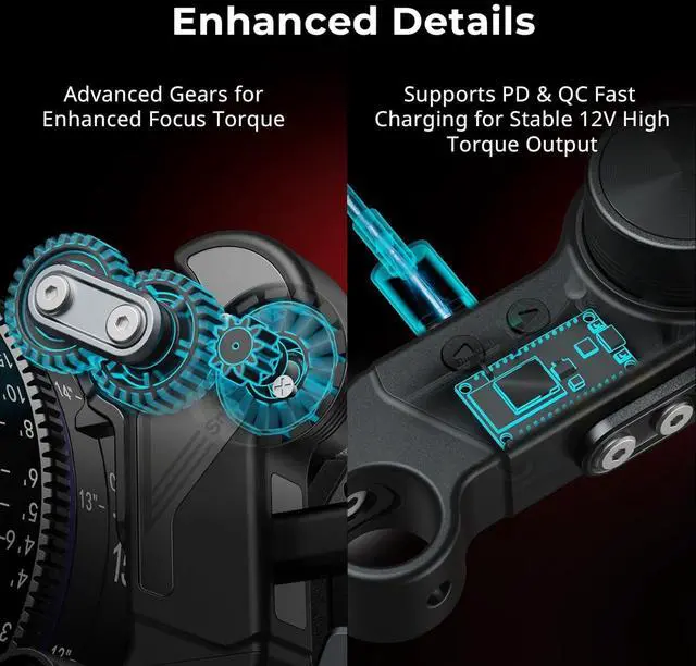 Alt view image 6 of 7 - Wireless Follow Focus Kit (Lite) with Handwheel Controller & Receiver Motor, A/B Stops & 15mm Rod Clamp, Compact Design, Widely Compatible with Cinema and Zoom Lenses with High Damping - 4296