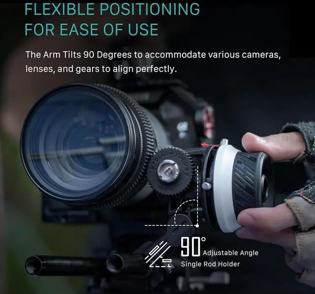 Alt view image 3 of 7 - Pocket Follow Focus | Precise Focus Ring with A/B Stops | Fluid Damping System | 15mm Rod & Rod Holder | Works with Most Cameras & Lenses | Lightweight, Comfortable, and Compact Design (FF-T07)