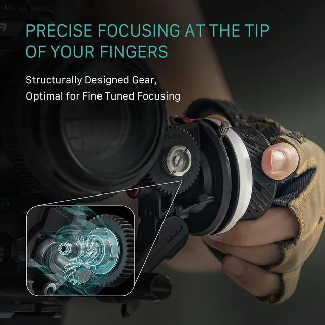 Alt view image 4 of 7 - Pocket Follow Focus | Precise Focus Ring with A/B Stops | Fluid Damping System | 15mm Rod & Rod Holder | Works with Most Cameras & Lenses | Lightweight, Comfortable, and Compact Design (FF-T07)
