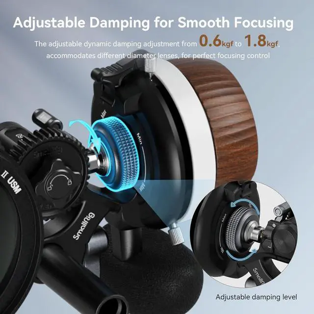 Alt view image 3 of 7 - F60 Follow Focus for DSLR and Mirrorless Camera Lenses, with Non-Damping Design & Forward/Reverse Switch & A/B Stops, Included Lens Gear, Gear Ring, 15mm Rod & Rod Clamp - 3850